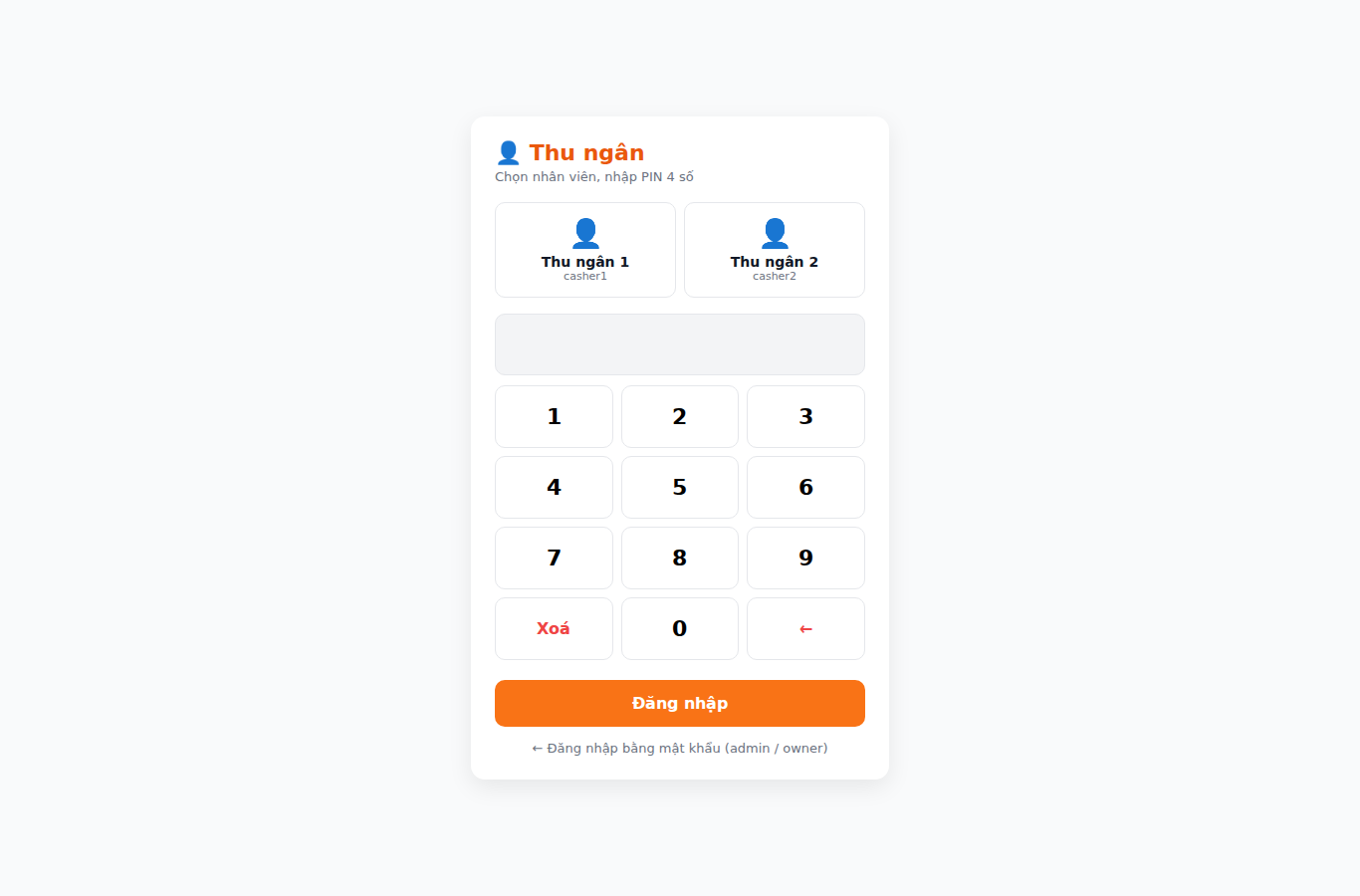 Đăng nhập PIN - desktop
