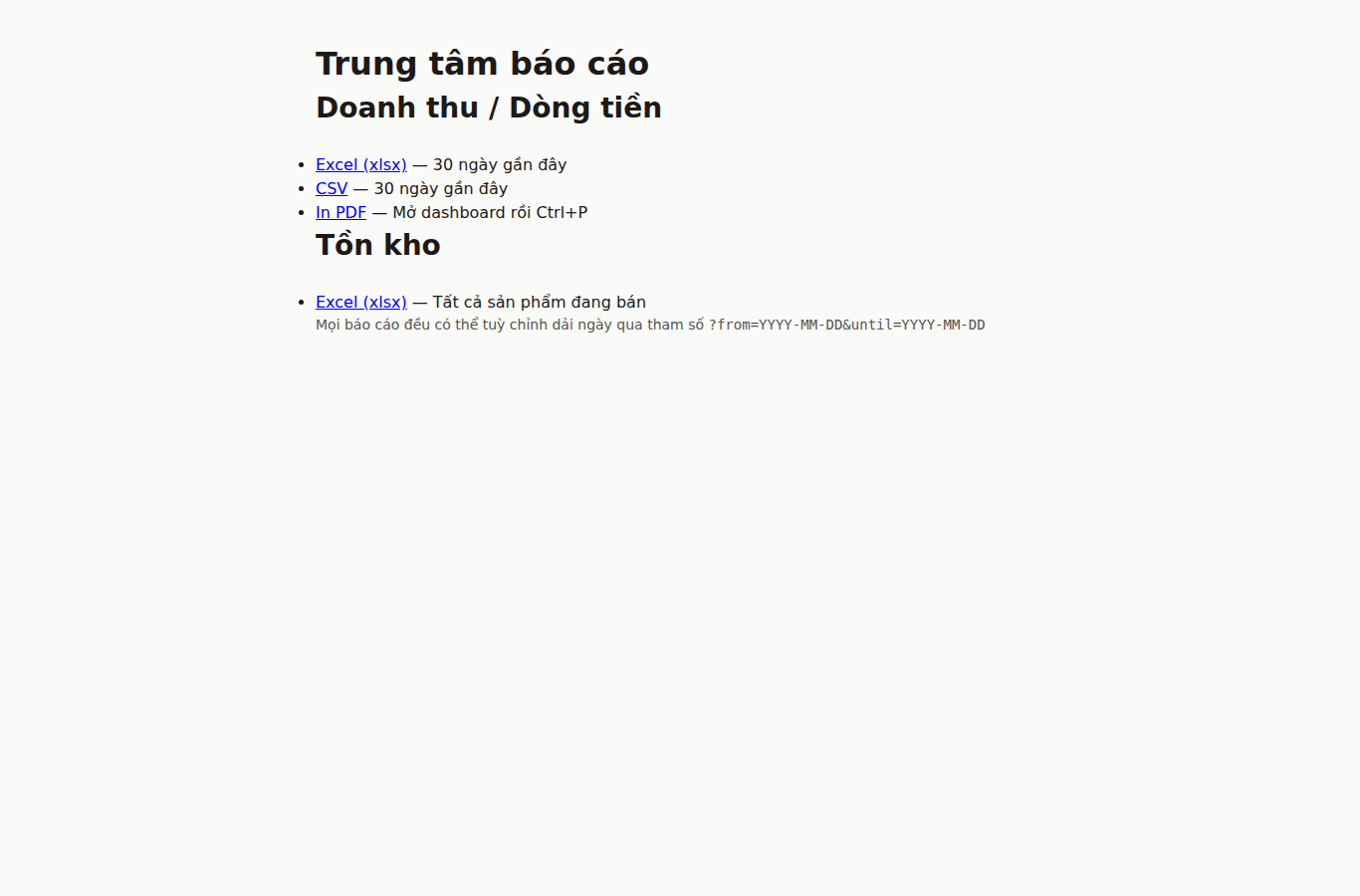 Báo cáo - desktop
